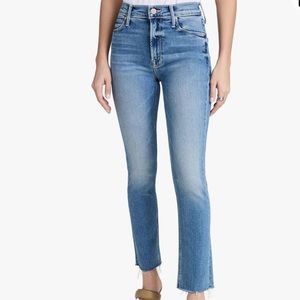 NWT MOTHER Women's Mid Rise Dazzler Ankle Fray Jeans Sz 26 Raw Hem